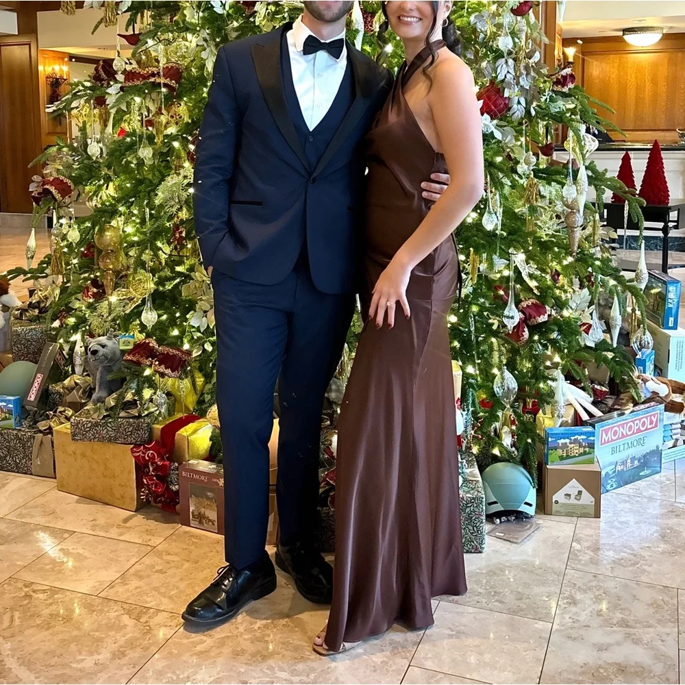 Revelry Athena Satin Dress in Mahogany - Size 6 - Picture 4 of 4